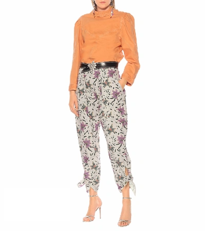 Shop Isabel Marant Gaviao Floral Cotton Pants In White