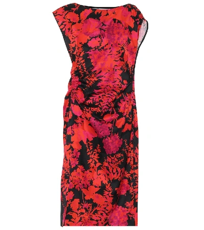 Shop Dries Van Noten Floral Cotton-blend Midi Dress In Red