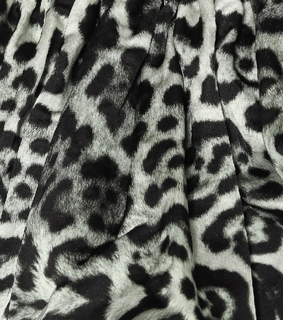 Shop Dries Van Noten Leopard-print Off-shoulder Midi Dress In Black