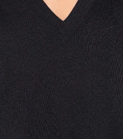 Shop Dries Van Noten Merino Wool V-neck Sweater In Blue