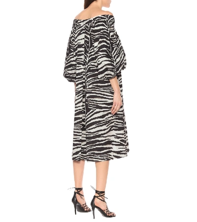 Shop Dries Van Noten Zebra Cotton Midi Dress In Black