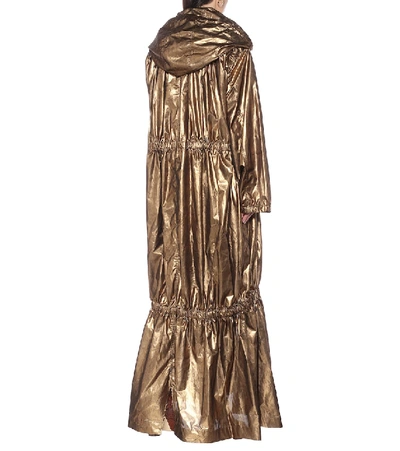 Shop Dries Van Noten Metallic Silk-blend Coat In Gold