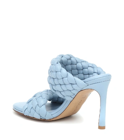 Shop Bottega Veneta Curve Leather Sandals In Ice Sh