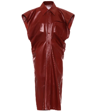 Shop Bottega Veneta Leather Midi Dress In Brown