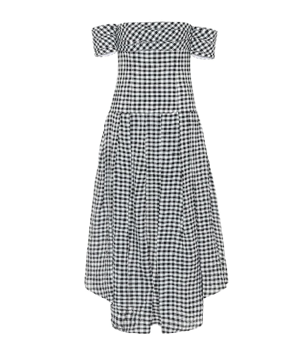 black and white gingham midi dress