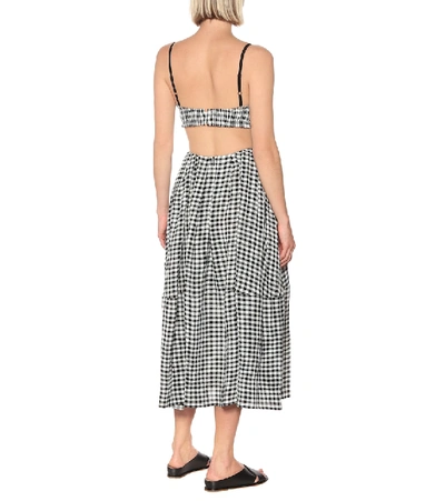 Shop Khaite Meryl High-rise Gingham Midi Skirt In Black