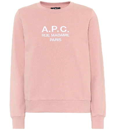 Shop A.p.c. Tina Logo Cotton Sweatshirt In Pink