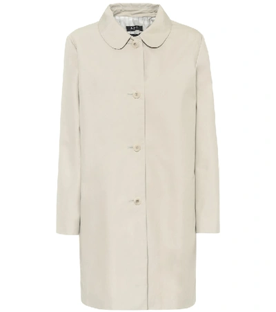 Shop Apc Cotton-blend Twill Coat In Beige