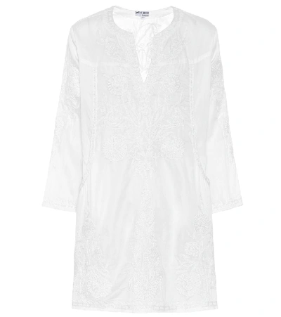 Juliet Dunn Cotton-chambray Minidress In White
