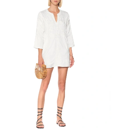 Juliet Dunn Cotton-chambray Minidress In White