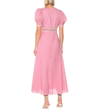 Shop Loveshackfancy Stacy Loral Cotton Midi Dress In Pink