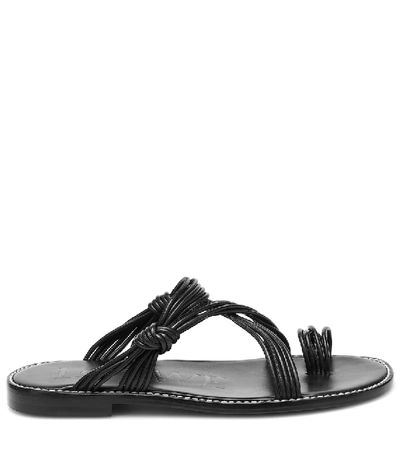 Shop Loewe Paula's Ibiza Leather Sandals In Black