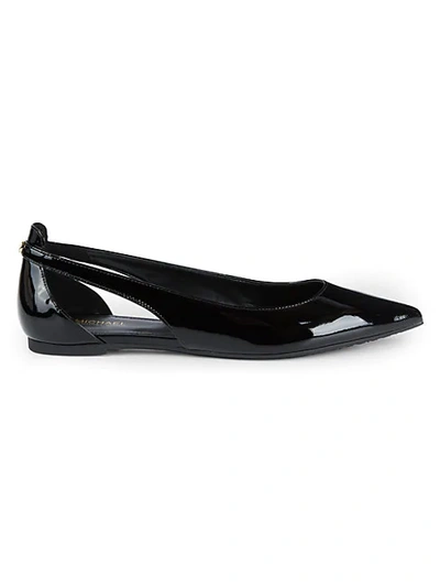 Shop Michael Michael Kors Cersei Flex Patent Leather Point-toe Flats In Black