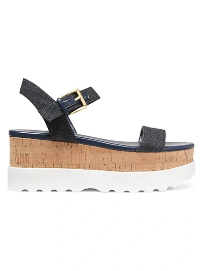 Shop Michael Kors Marlon Flatform Sandals In Dark Denim