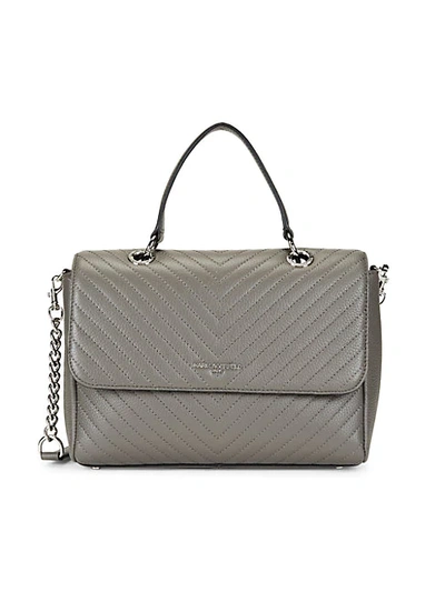 Shop Karl Lagerfeld Charlotte Quilted Leather Satchel In Winter White