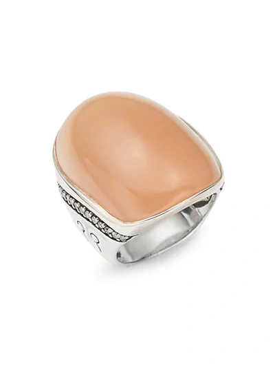 Shop John Hardy Sterling Silver, Peach Moonstone & Diamond Statement Ring