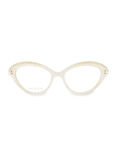 Shop Gucci 51mm Optical Glasses In White Gold