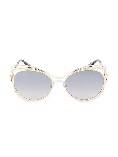 Shop Roberto Cavalli Women's 58mm Cat Eye Sunglasses In Gold Smoke