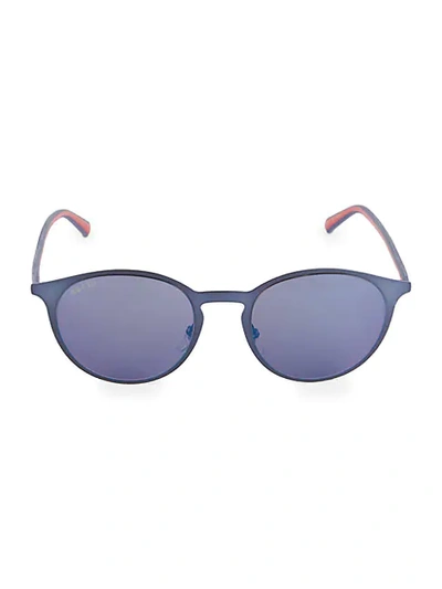 Shop Gucci 52mm Round Sunglasses In Purple