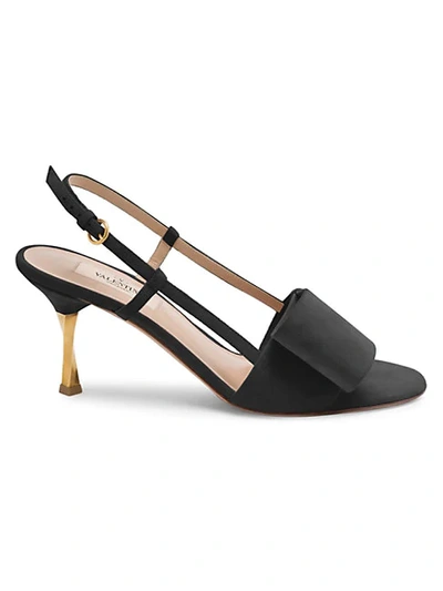 Shop Valentino Bowow Suede Slingback Sandals In Loto