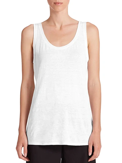 Shop Eileen Fisher System Organic Linen Jersey Tank Top In White