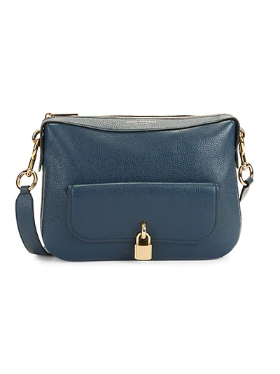 Shop Marc Jacobs Lock That Leather Messenger Bag In Sandcastle