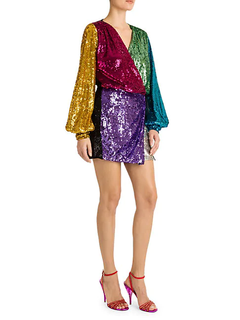 attico sequin wrap dress