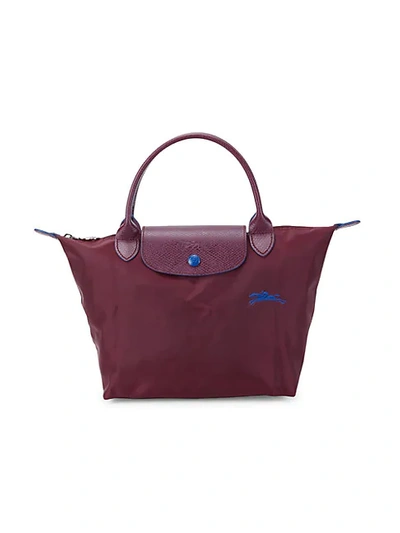 Shop Longchamp Foldable Nylon Top Handle Bag In Myosotis
