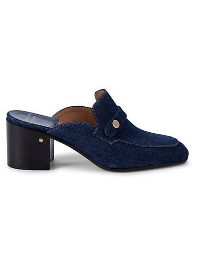 Shop Laurence Dacade Thelma Denim Mules In Navy Denim