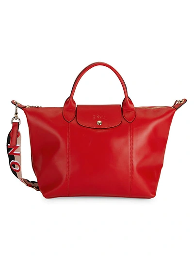 Shop Longchamp Leather Shoulder Bag In Red