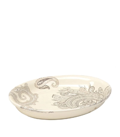Shop Etro Ceramic Paisley Maia Tray (18cm X 14cm)