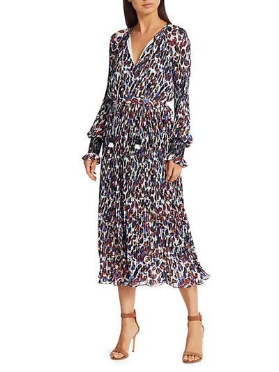 Shop Derek Lam 10 Crosby Nemea Print Pleated Midi Dress In Ecru