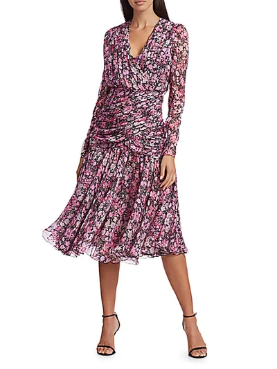 Shop Giambattista Valli Floral Silk Dress In Black Primrose