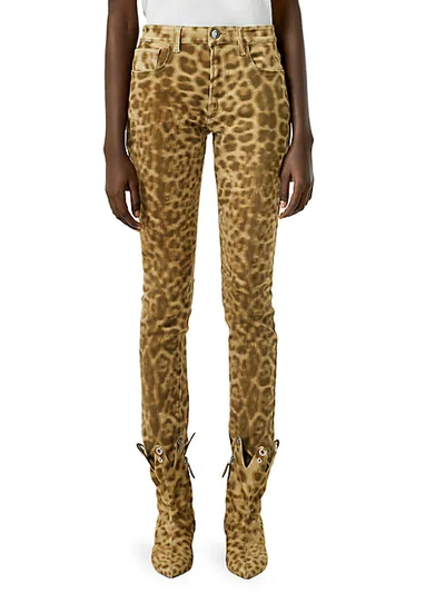 Shop Burberry Joline Leopard-print Slim Jeans In Tan