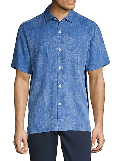 Shop Tommy Bahama Digital Palms Silk Camp Shirt In Fuschia