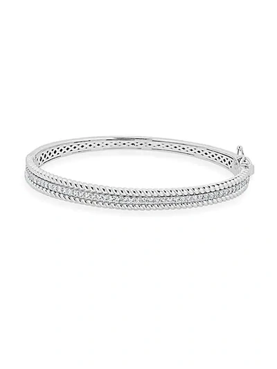 Shop Saks Fifth Avenue Diamond And 14k White Gold Clip Bangle Bracelet