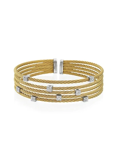 Shop Alor Classique Diamond, Stainless Steel And 18k Gold Bracelet