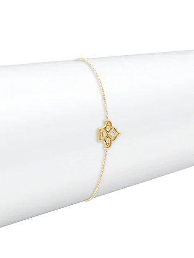 Shop Amrapali Heritage 18k Yellow Gold & Diamond Fleur Fine Chain Bracelet