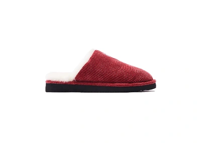 Pre-owned Kith  Classic Cord Slipper Red In Red/white