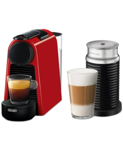 Shop Nespresso Original Essenza Mini Espresso Machine By De'longhi, Red With Aeroccino Milk Frother