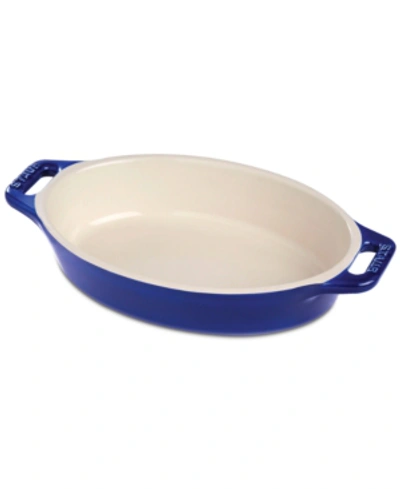 Shop Staub Ceramic 11" Oval Baking Dish In Blue