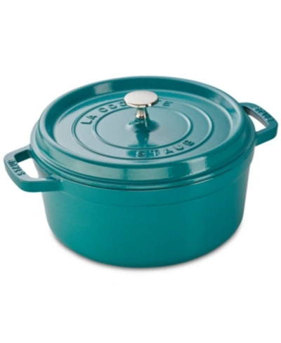 Shop Staub Enameled Cast Iron 4-qt. Round Cocotte In Turquoise