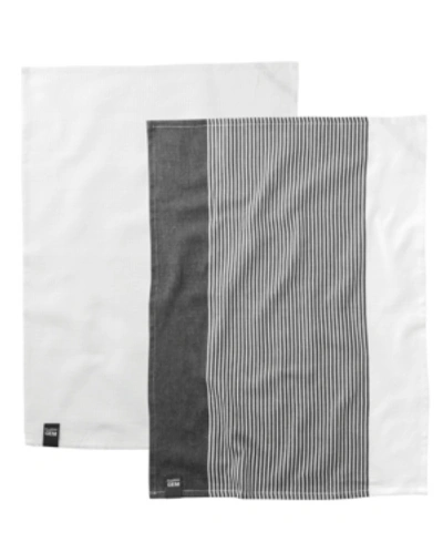 Shop Berghoff Gem Collection 2-pc. Cotton Tea Towel Set In Gray/ White