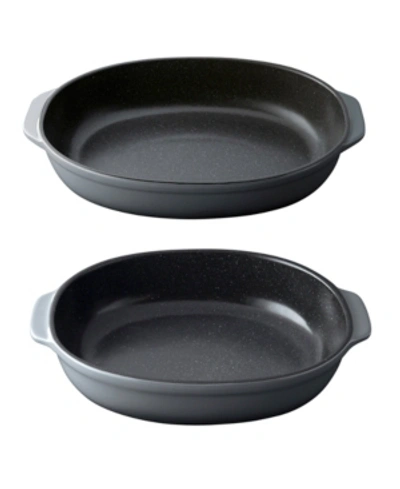 Shop Berghoff Gem Collection Stoneware Set Of 2 Oval Baking Dishes In Gray
