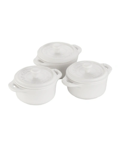 Shop Staub Ceramic 3-pc. Mini Round Cocotte Set In Matte White