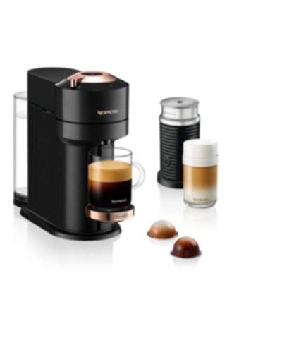 Shop Nespresso Vertuo Next Premium Coffee And Espresso Machine By De'longhi, Black Rose Gold With Aeroccino Milk Fr In Black Rose Gold-tone
