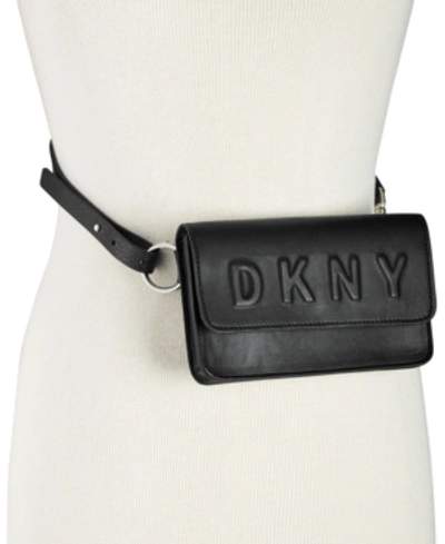 Shop Dkny Logo Plus-size Belt Bag, Created For Macy's In Black/silver