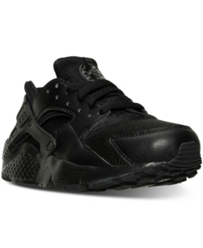 Shop Nike Big Kids Huarache Run Running Sneakers From Finish Line In Black