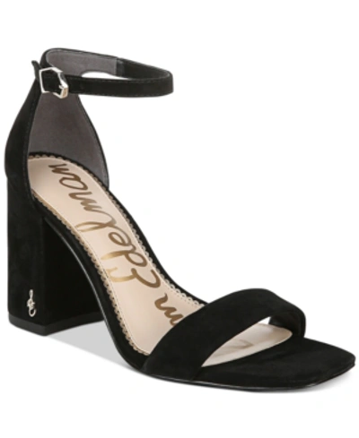 Shop Sam Edelman Women's Daniella Two-piece Block-heel Sandals In Black Suede