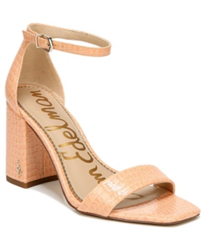 Shop Sam Edelman Daniella Two-piece Block-heel Sandals Women's Shoes In Peach Croco